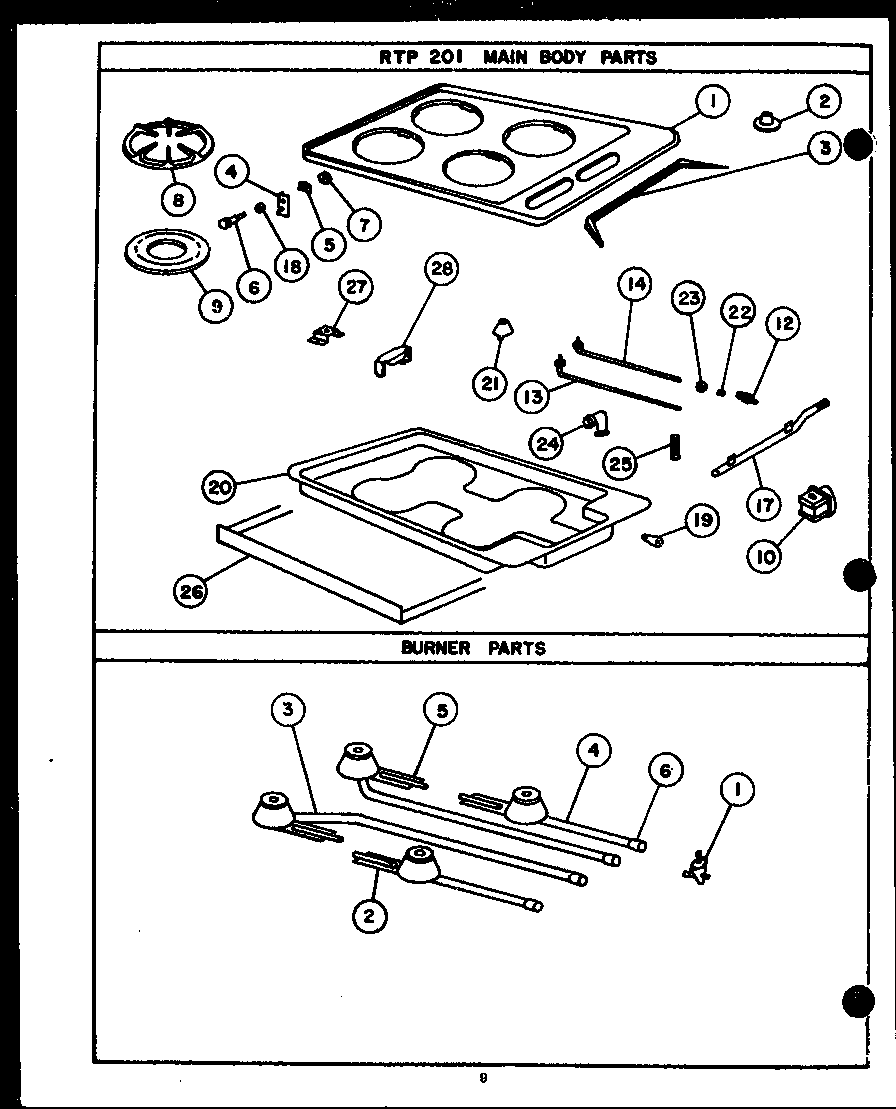 CALORIC Gas cooktop (rtp201) Parts