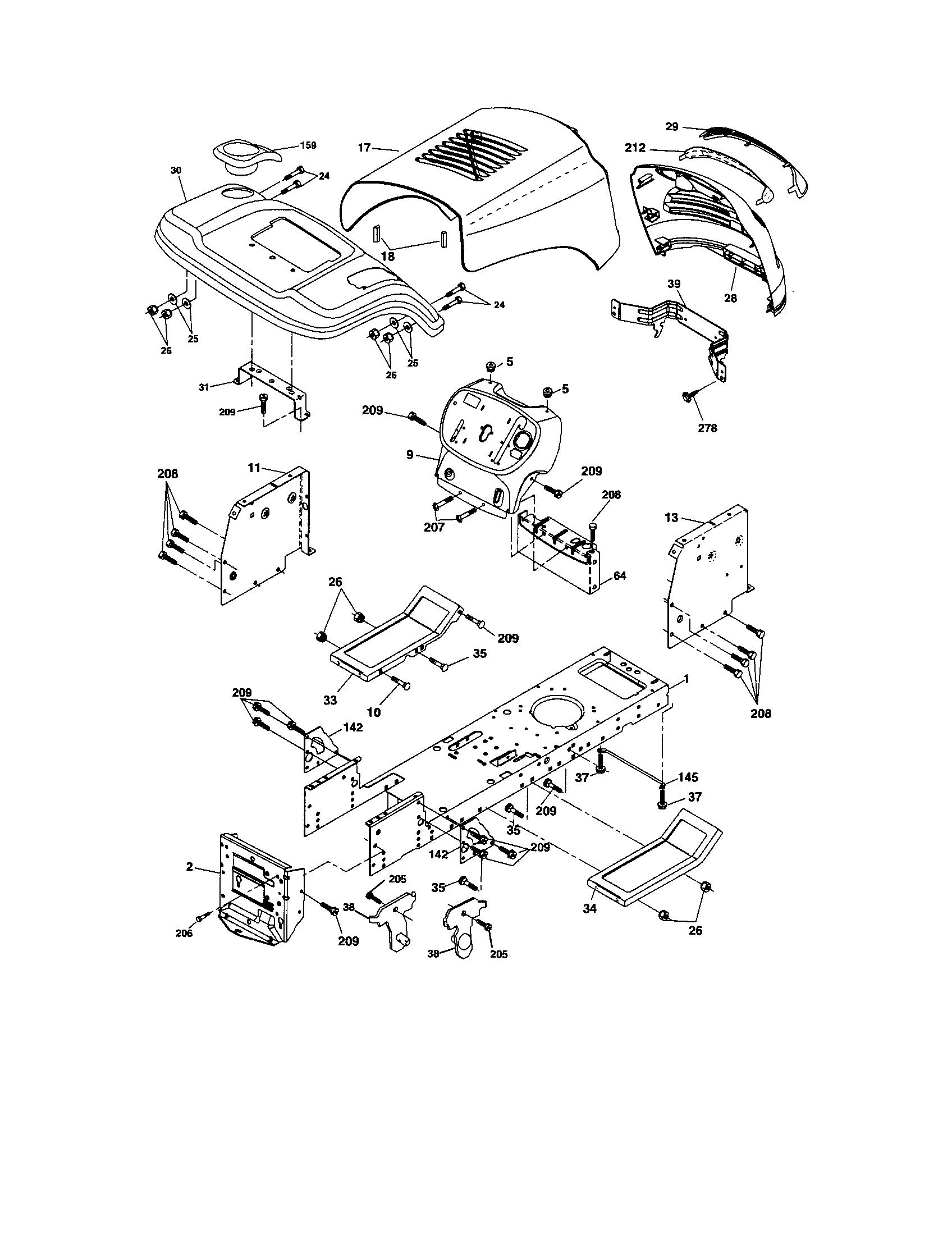 CRAFTSMAN Tractor Chassis and enclosures Parts