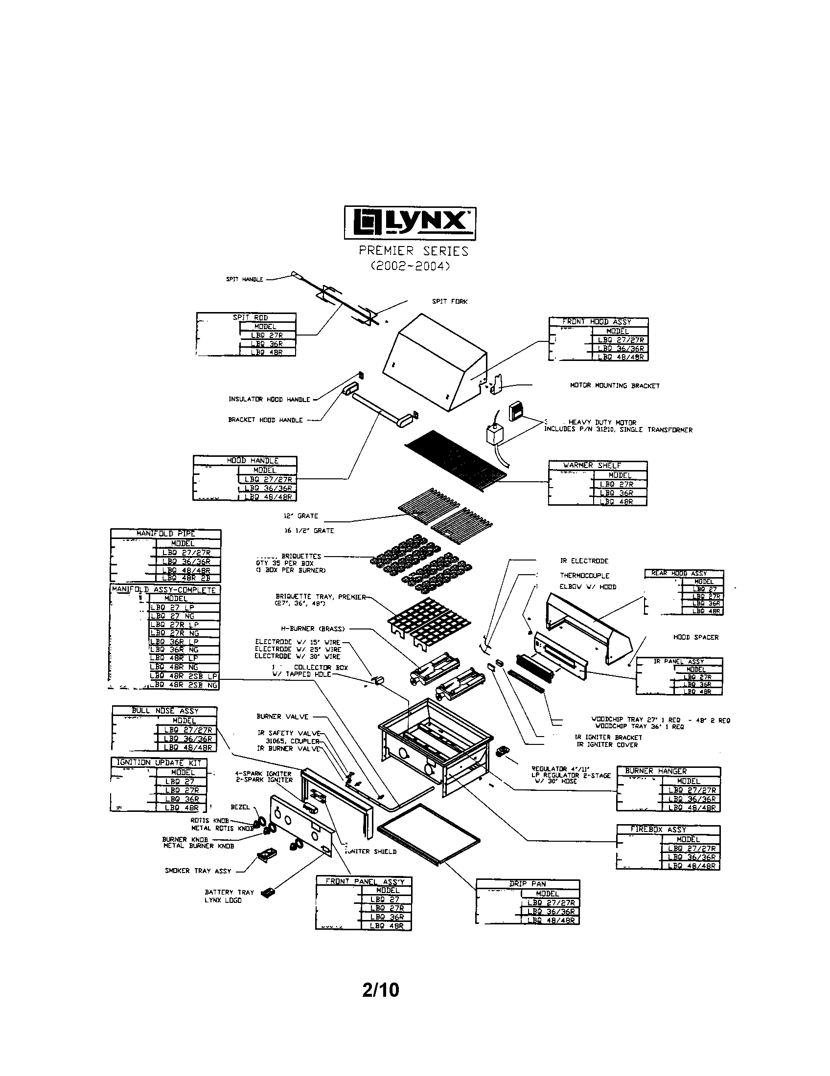 Lynx model LBQ27 (2002-2004) grill, gas genuine parts