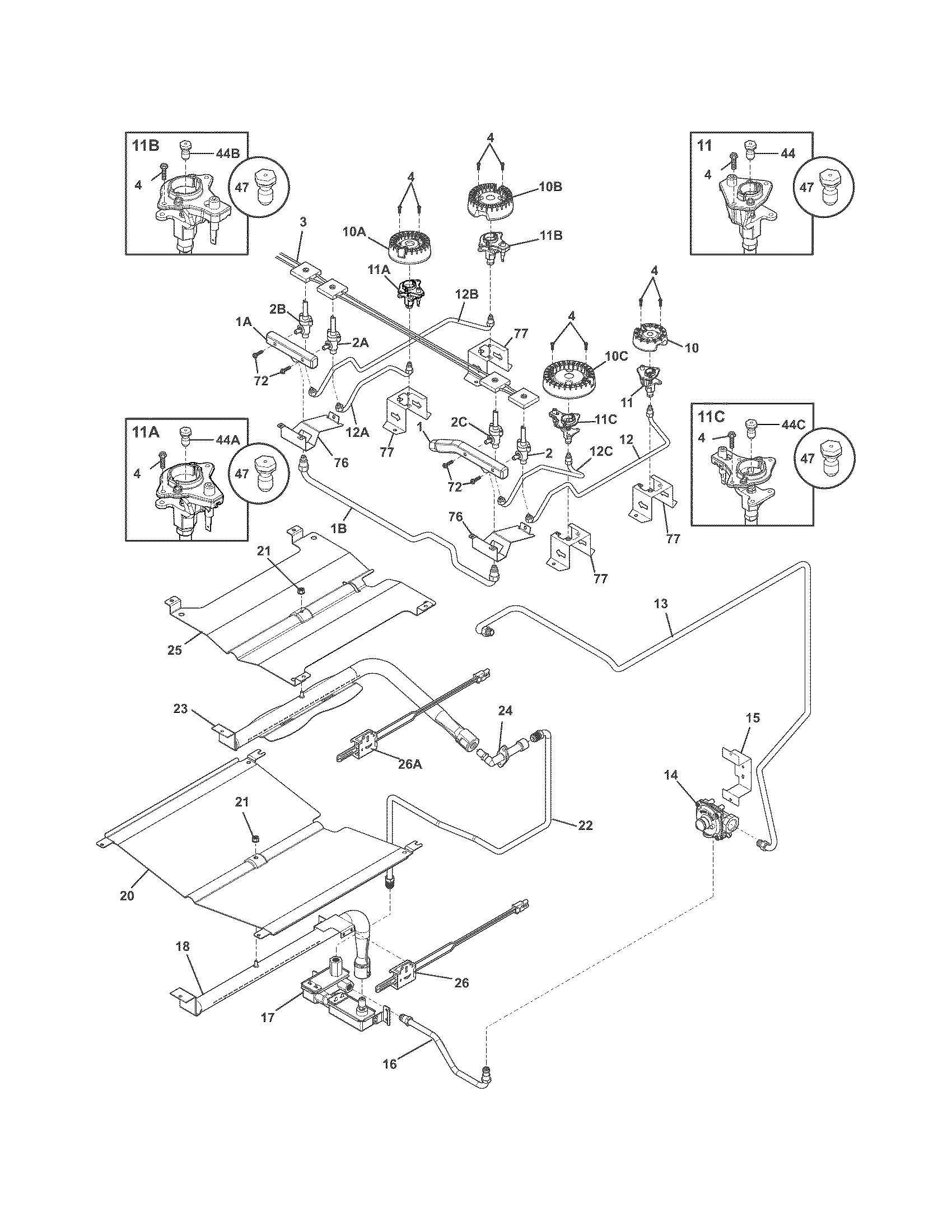 FRIGIDAIRE GAS RANGE Parts Model FGGS3065PFA Sears PartsDirect