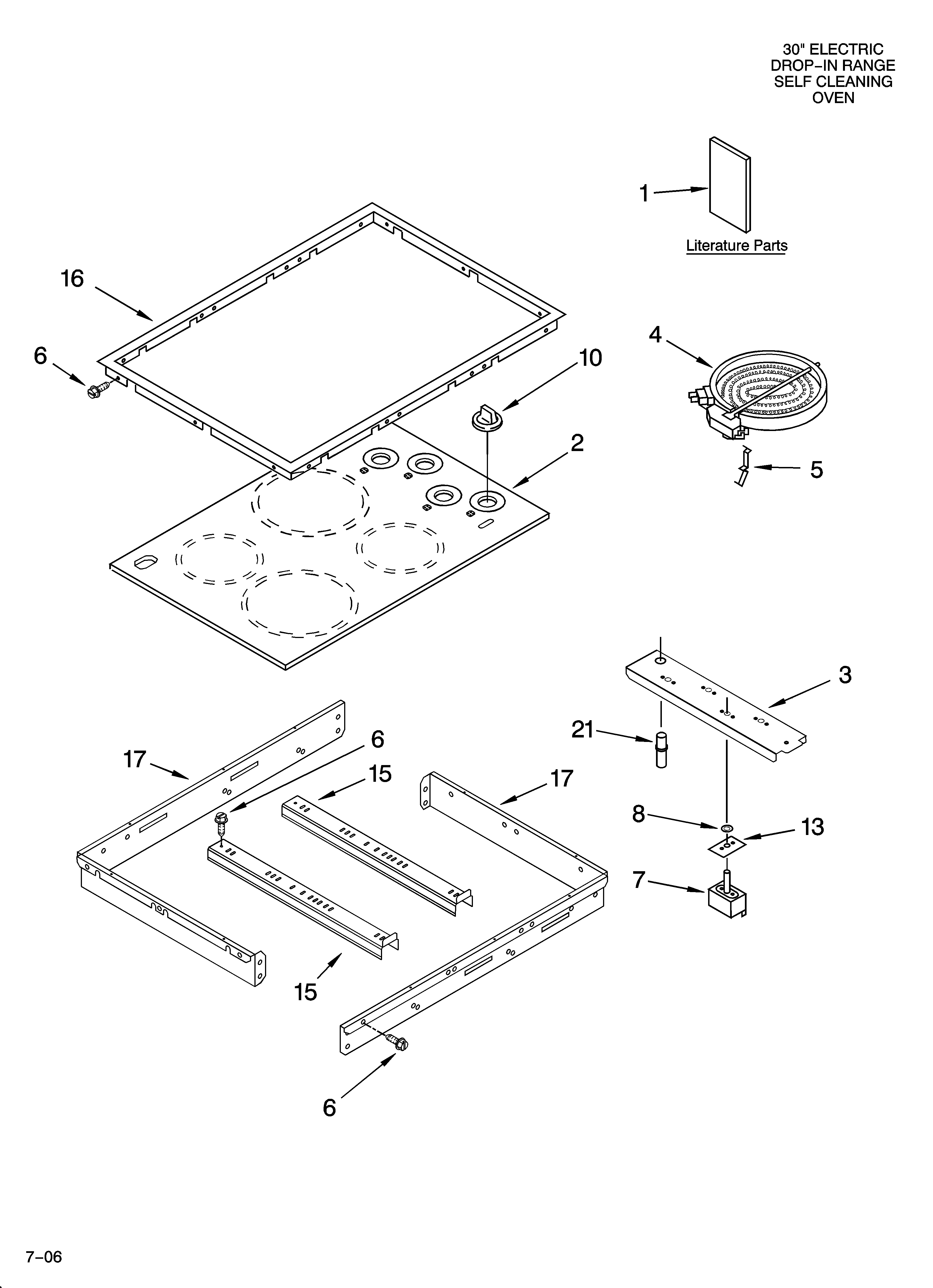WHIRLPOOL DROP-IN RANGE - ELECTRIC Parts | Model RS696PXGB15 | Sears