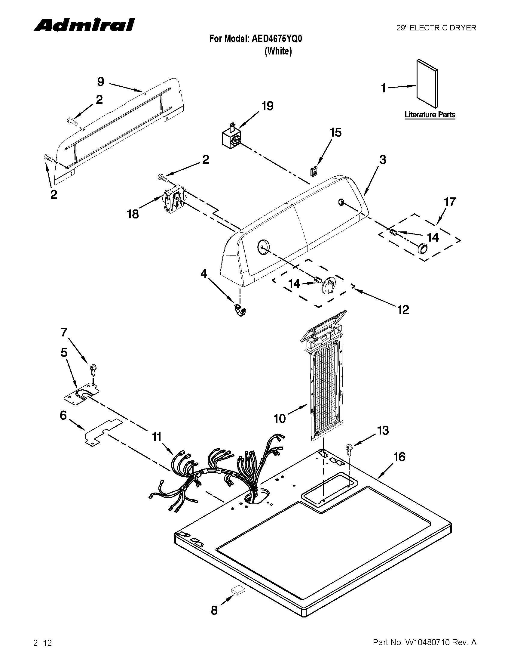 ADMIRAL 29" ELECTRIC DRYER Parts | Model AED4675YQ0 | Sears PartsDirect