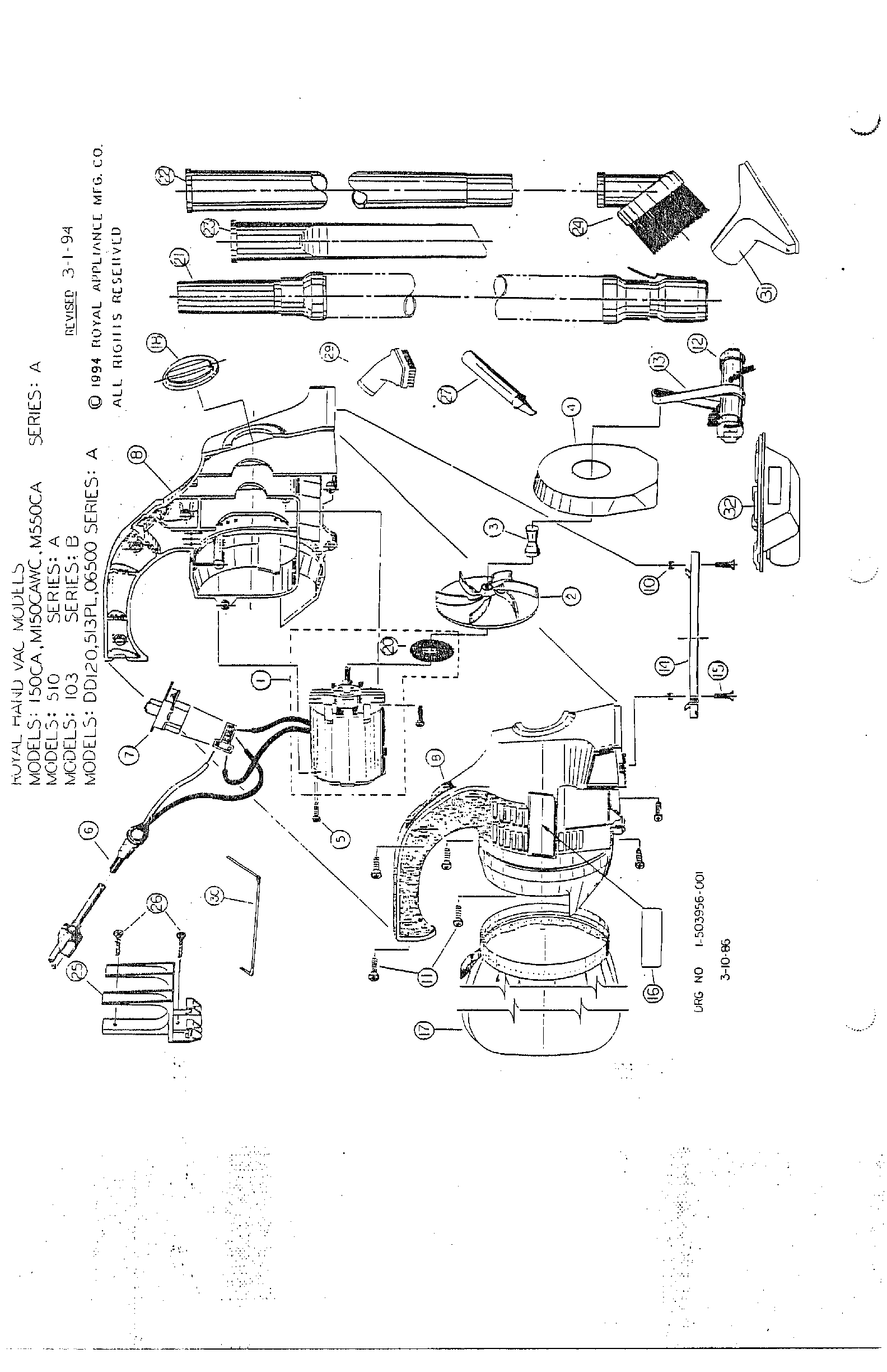 DIRT DEVIL ROYAL HAND VACUUM Parts | Model 103SERIESB | Sears PartsDirect