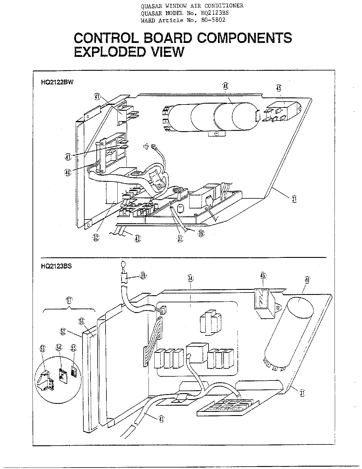 QUASAR AIR CONDITIONER Parts Model HQ2122BW Sears PartsDirect