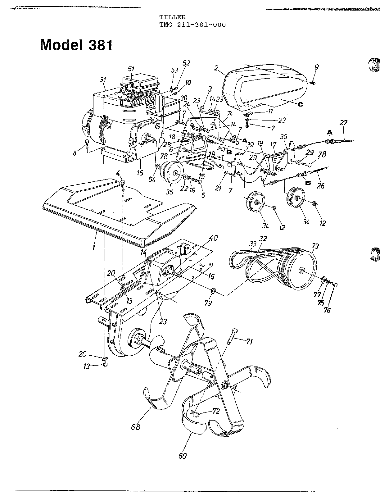MTD REAR TINE TILLER Parts | Model 211381000 | Sears PartsDirect