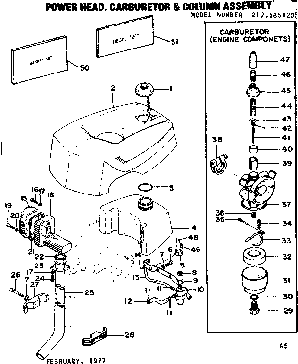 Power head, carburetor & column assembly