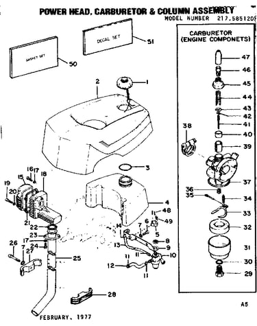 Power head, carburetor & column assembly