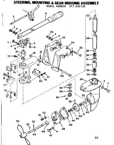 Steering, mounting & gear housing assem