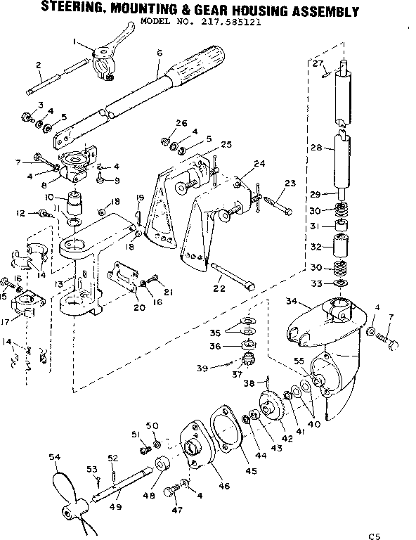 Steering, mounting & gear housing assembly