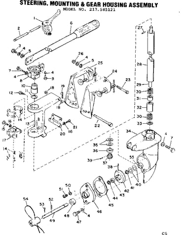 Steering, mounting & gear housing assembly