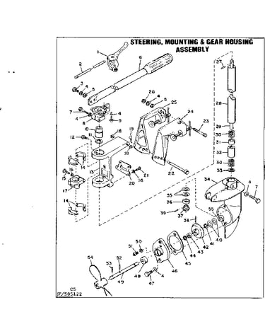 Steering, mounting & gear housing asm.