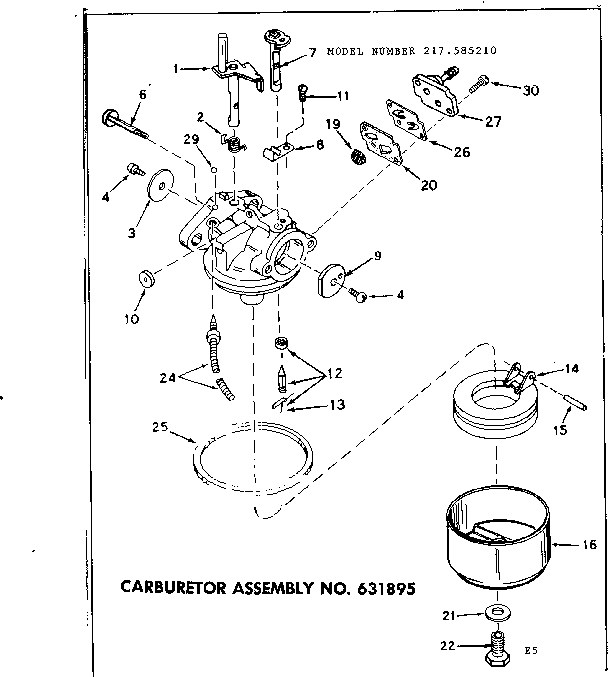Carburetor assembly no. 631895