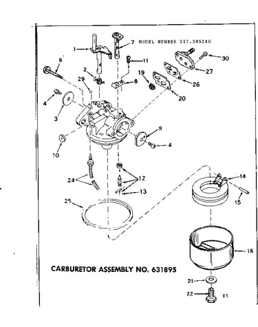 Carburetor assembly no. 631895