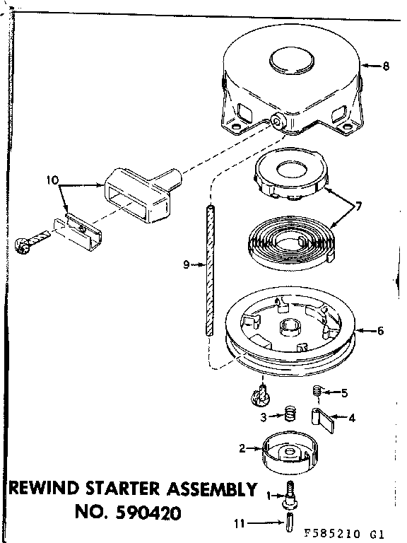 Rewind starter assembly no. 590420