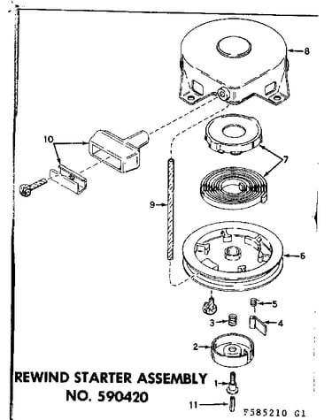 Rewind starter assembly no. 590420
