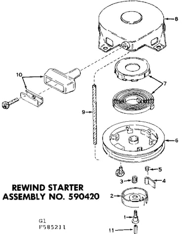 Rewind starter assembly no. 590420