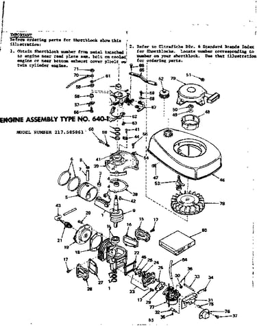 Engine assm type no. 640-12
