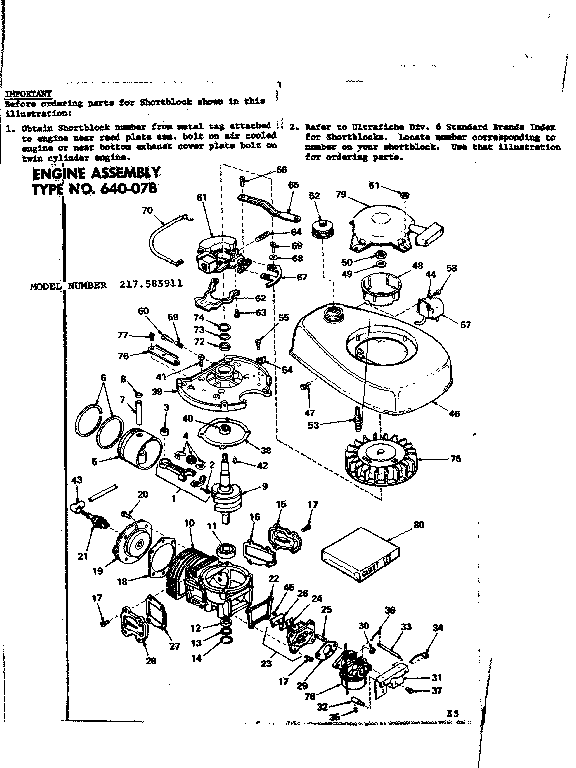 ENGINE ASSM TYPE NO. 640-07B