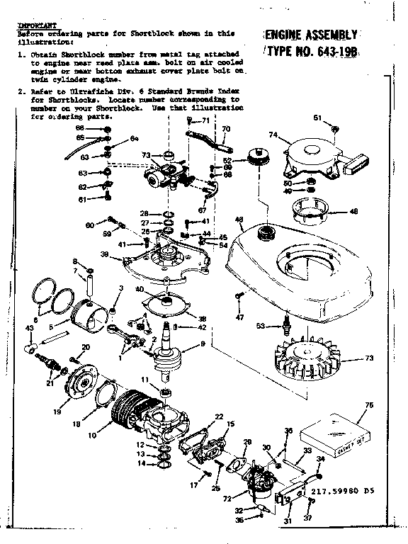 ENGINE ASSEMBLY TYPE #643-19B