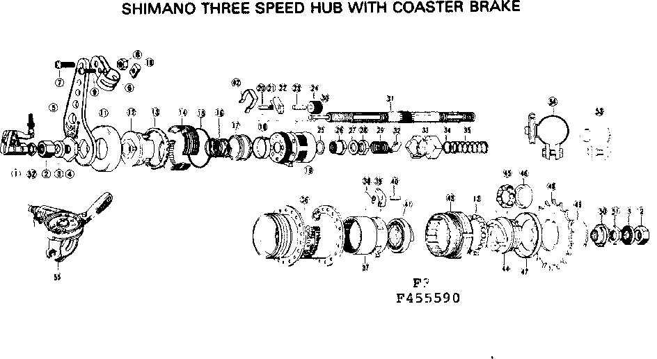 SHIMANO THREE SPEED HUB WITH COASTER BRAKE