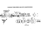 Sears 502455590 shimano three speed hub with coaster brake diagram