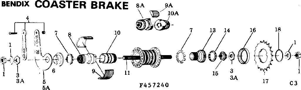Coaster brake/bendix