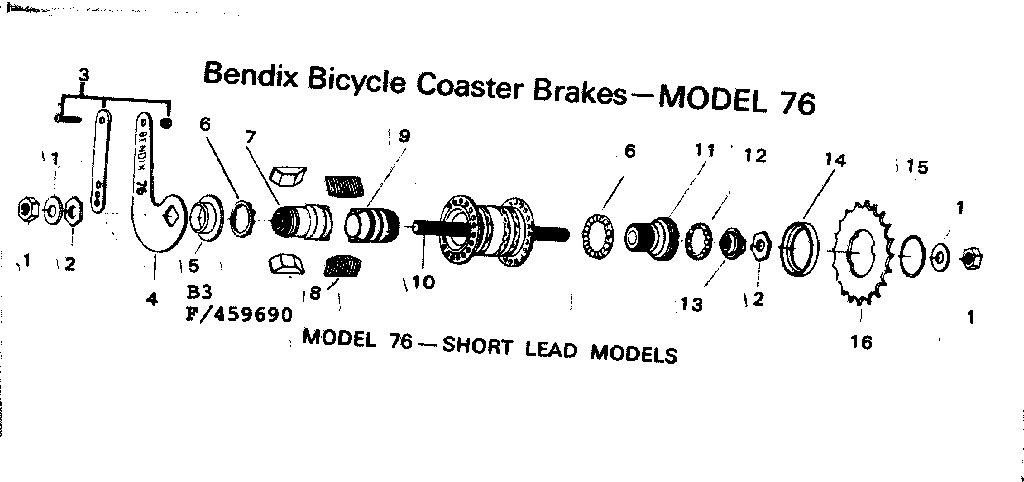 Bendix bicycle coaster brakes-model 76