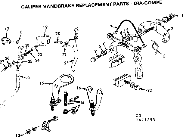 Caliper handbrake replacement parts
