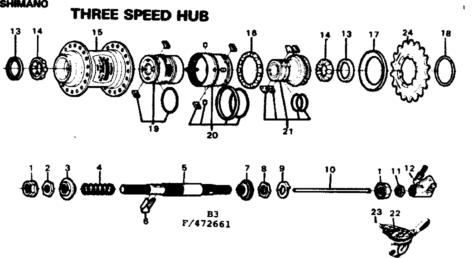 Three speed hub