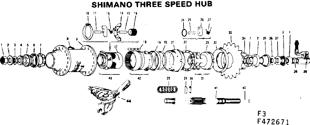 SHIMANO THREE SPEED HUB