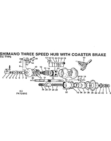 Shimano 3-speed hub w coaster brake-cc type