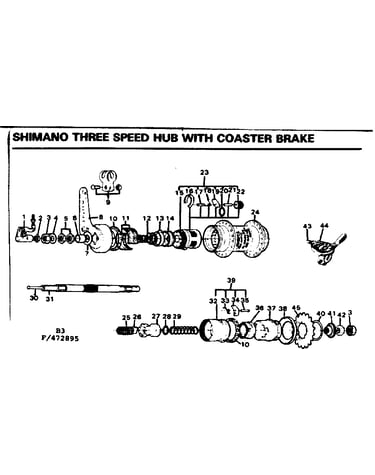 Shimano three speed hub with coaster brake