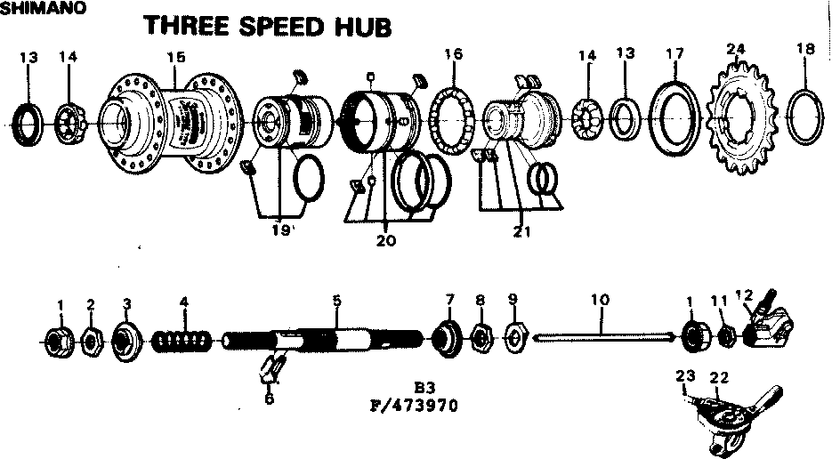 THREE SPEED HUB