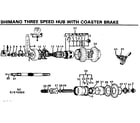 Sears 502474020 shimano three speed hub with coaster brake diagram