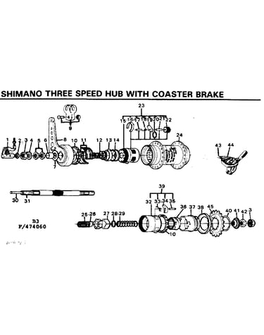 Shimano three speed hub with coaster brake