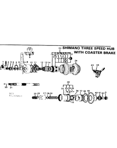 Shimano three speed hub with coaster brake