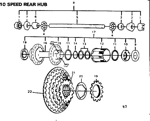 10 SPEED REAR HUB