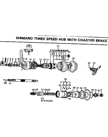 Shimano three speed hub with coaster brake