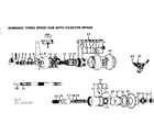 Sears 502474191 shimano three speed hub with coaster brake diagram
