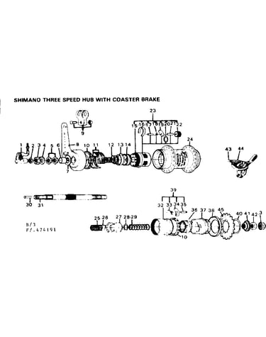 Shimano three speed hub with coaster brake