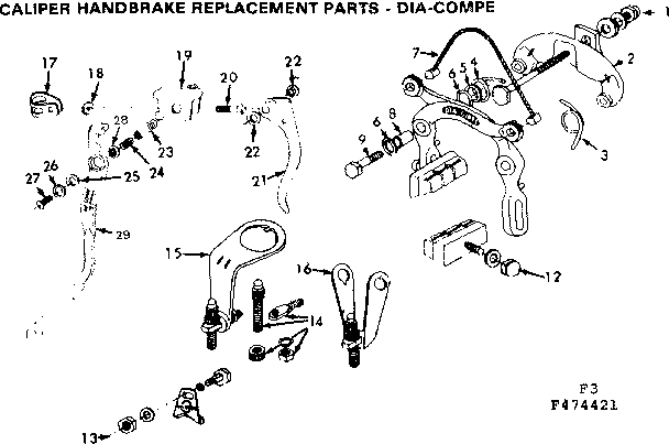Caliper handbrake replacement parts-dia-compe
