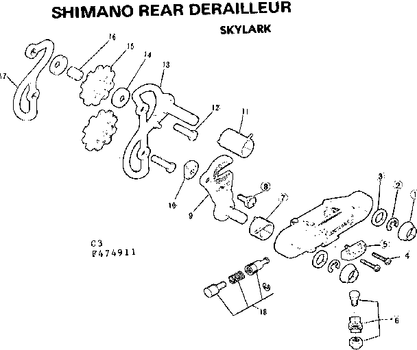 SHIMANO REAR DERAILLEUR/SKYLARK