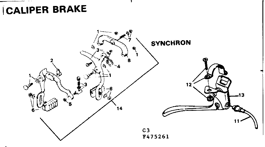 Caliper brake-synchron
