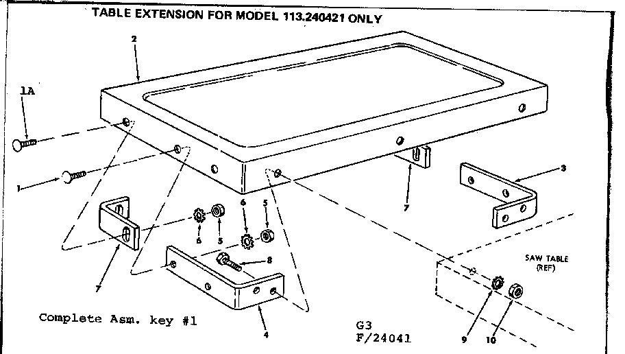 TABLE EXT FOR MODEL 113.240421 ONLY