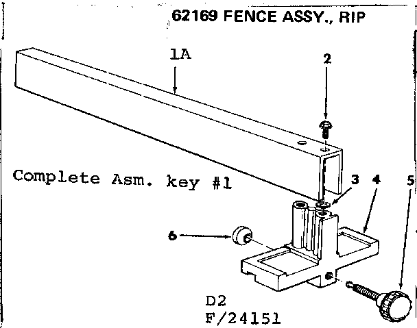 2 in motorized table saw/fence assy., rip