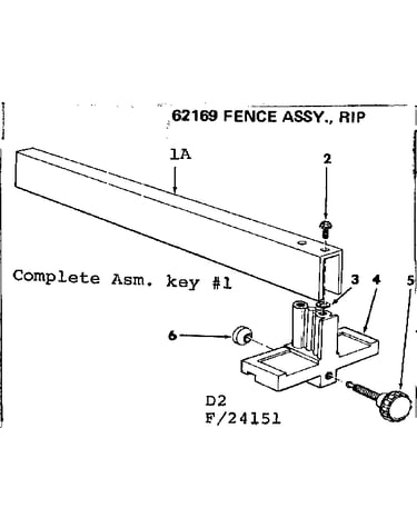 2 in motorized table saw/fence assy., rip
