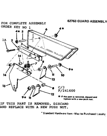 2 inch motorized table saw/62763 guard assembly