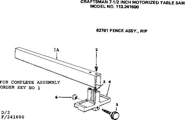 2 inch motorized table saw/62761 fence assy rip