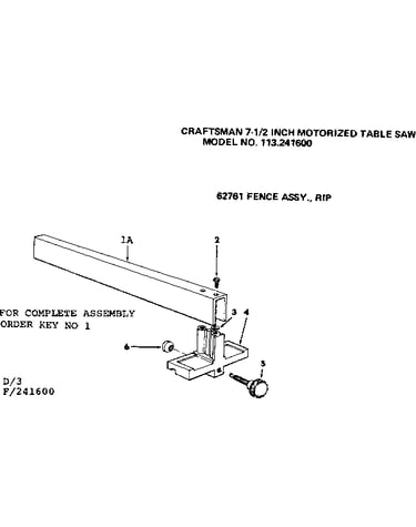 2 inch motorized table saw/62761 fence assy rip