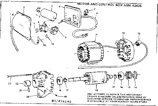 Motor & control box assm